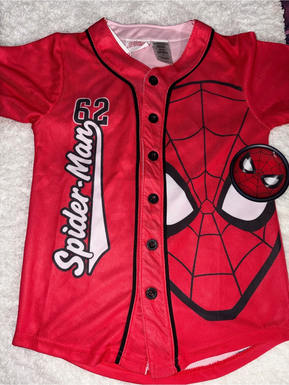 Marvel Red Spiderman Mask Baseball Jersey
